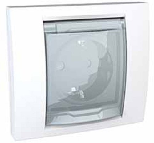 Розетка с заземлением с рамкой Schneider Electric Unica 1-м. крышка шторки IP44 белый фото Розетка с заземлением с рамкой Schneider Electric Unica 1-м. крышка шторки IP44 белый картинка